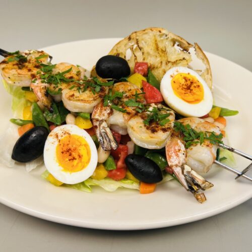 Grilled Shrimp Skewers White Bean Salad